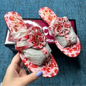 Sam Edelman Canyon Watercolor Garden Sandals in Retro Red Pink